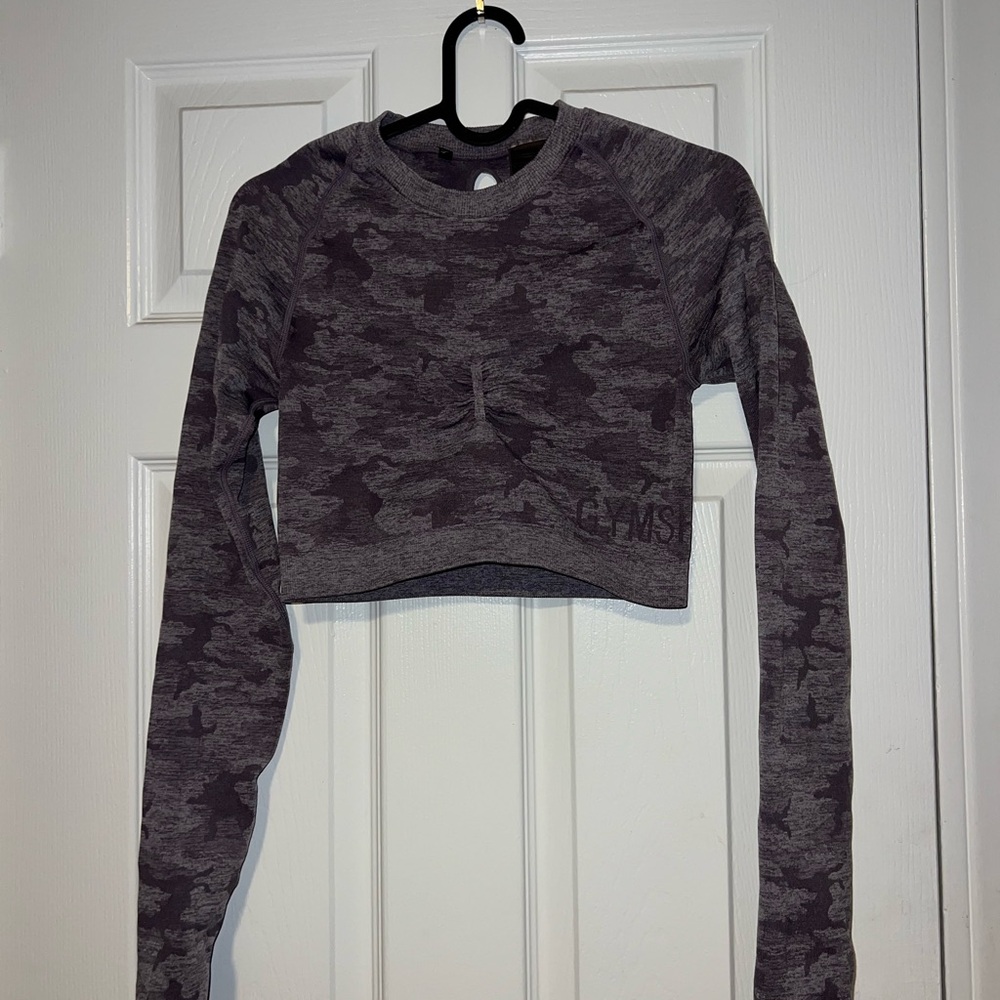 Gymshark Gray Camo Crop Top